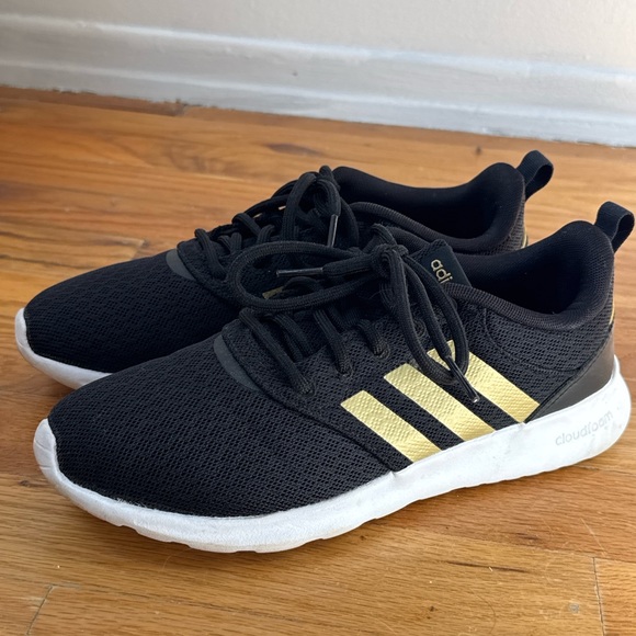 Adidas Cloudfoam Sneakers Black/Gold — Women’s 7.5 - Picture 1 of 3